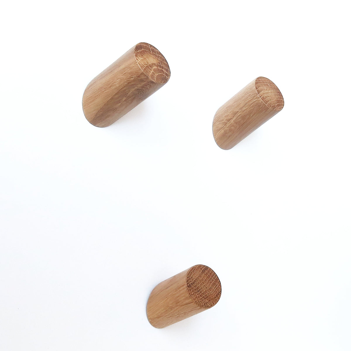  Three short corner hooks made from solid oak