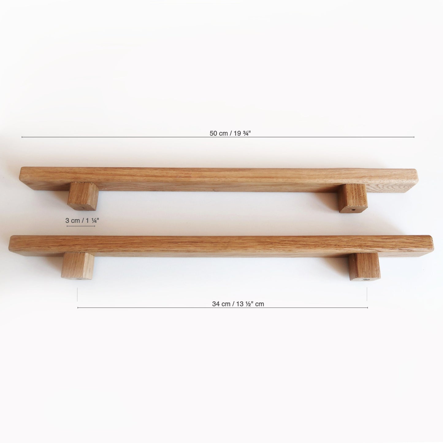 Long Double-Sided Solid Oak Door Handle