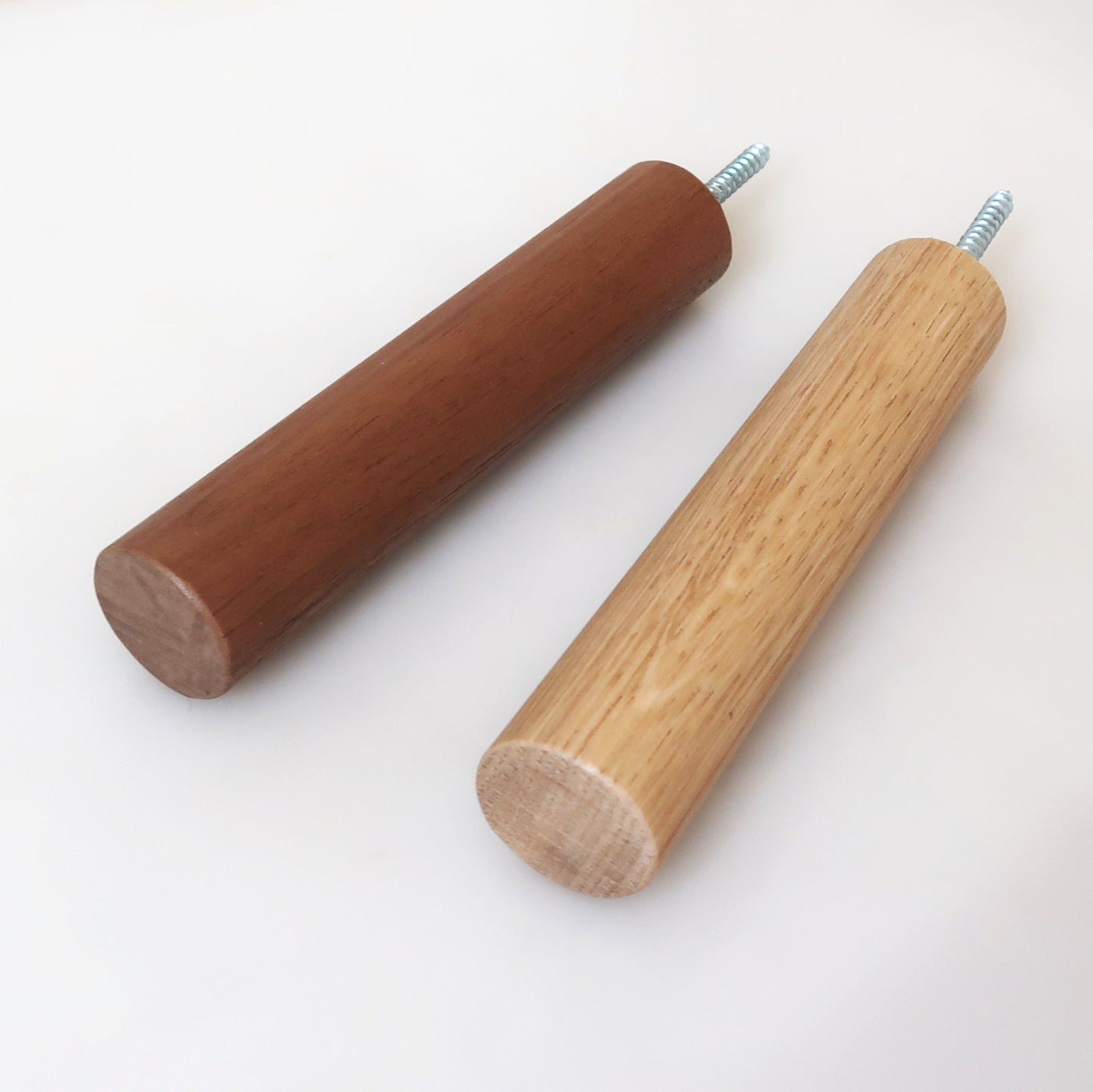Long solid wood wall hooks in oak and walnut